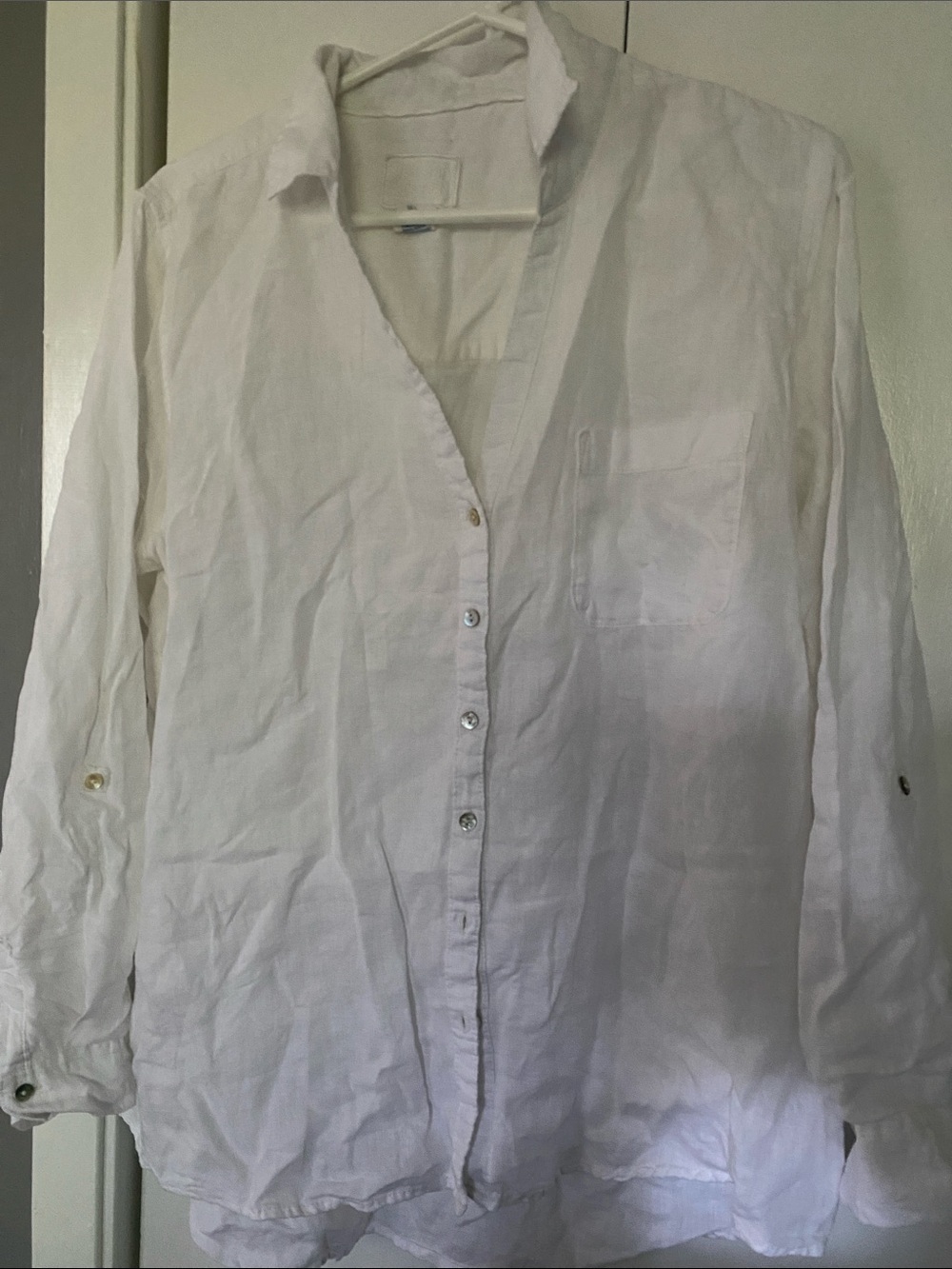 Sigrid Olsen Classic White Linen Button-Up Shirt